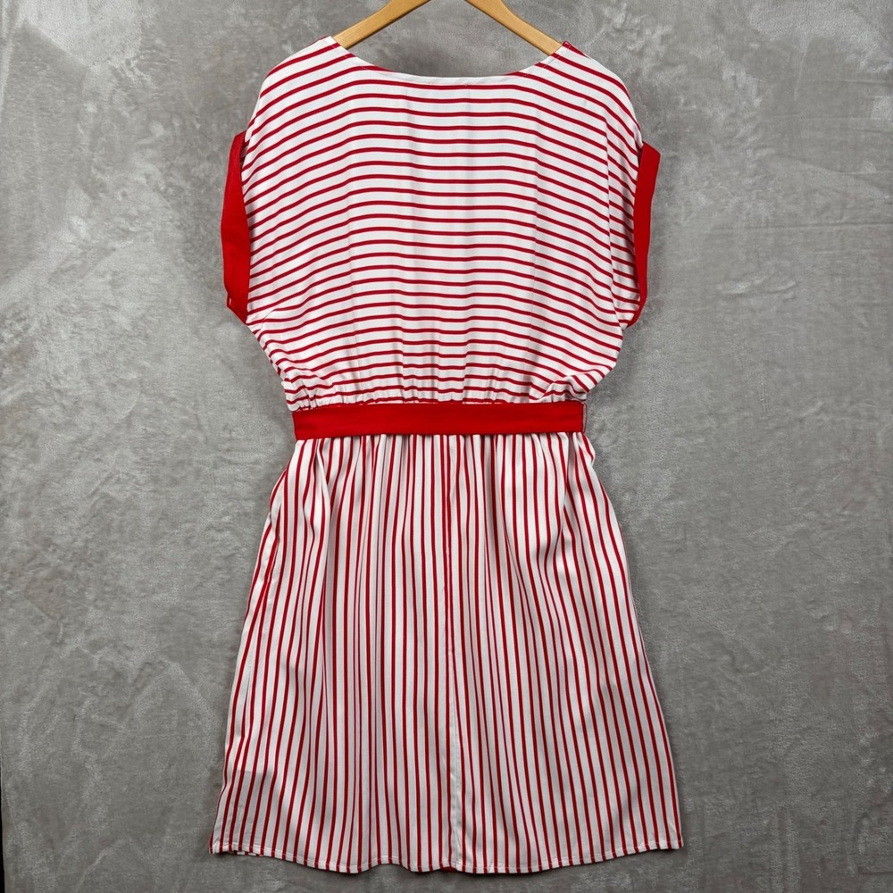 Hell Bunny Ahoy Dress XL UK 16 Red White Striped Nautical Retro Button Summer - Picture 3 of 14